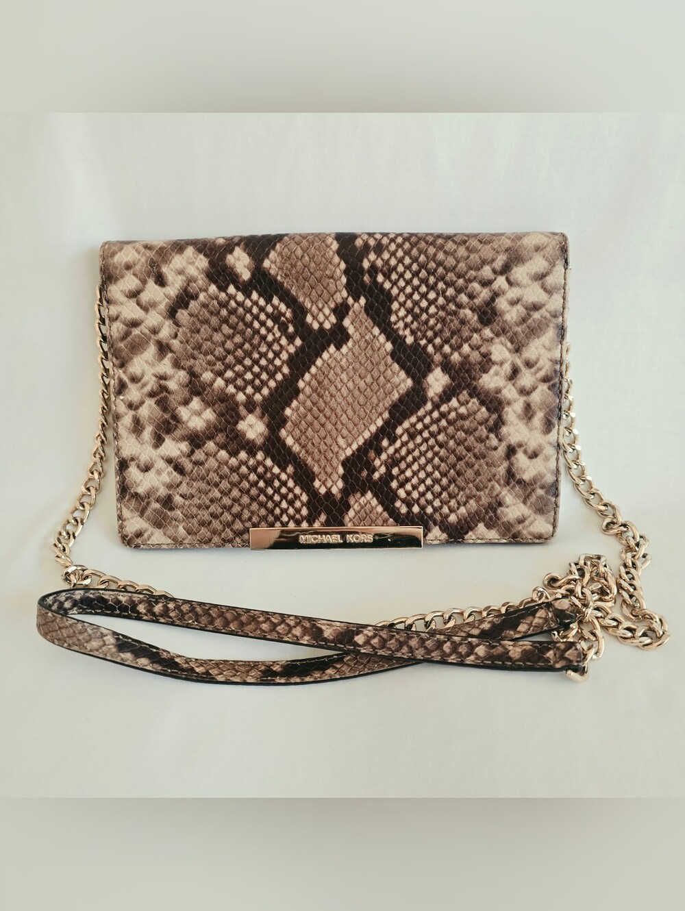 Michael Kors Flap Chain Crossbody Bag in Embossed Python Leather